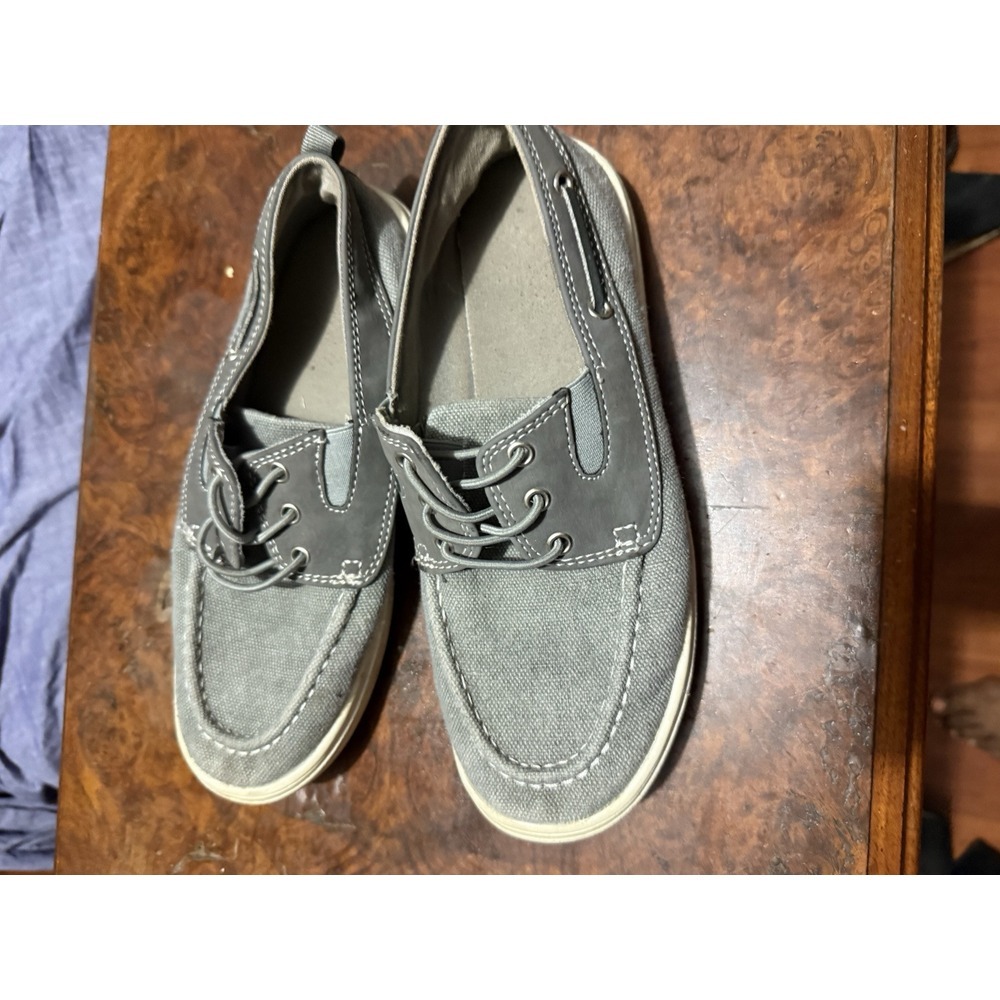 Canvas Boat Shoes Gray Casual Comfort Loafers Slip On Style size 4
